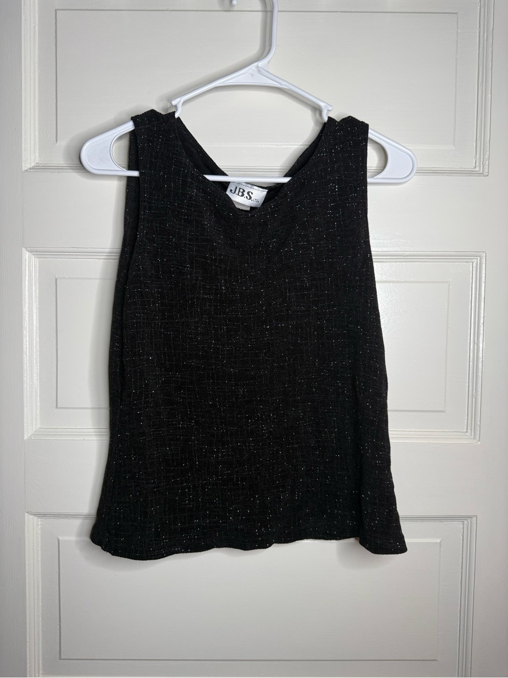 Vtg J.B.S. Black Metallic Thread Tank Top